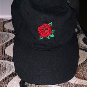 Black hat with a rose
